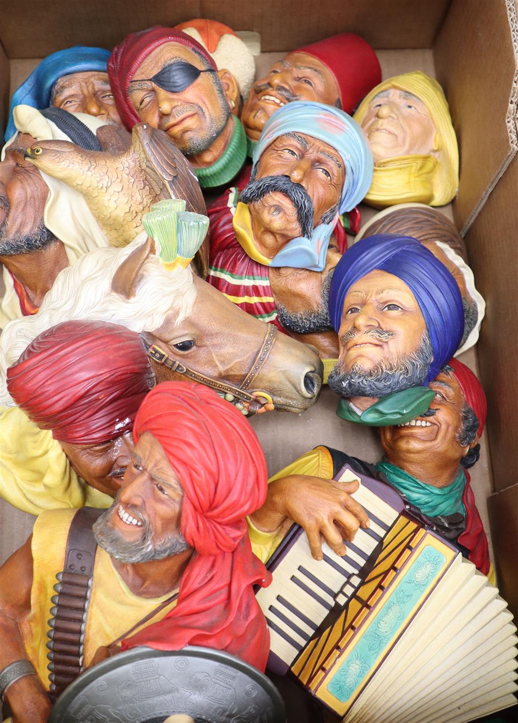 A collection of fourteen Bossons plaster portrait wall plaques